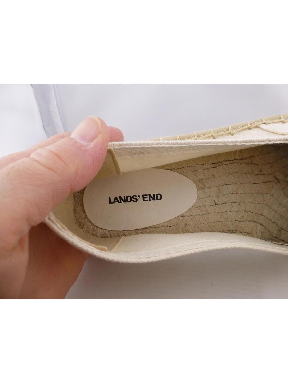 Lands' End Women's Natural Canvas Espadrille Flats Slip-On Shoes US 8 M3 - Picture 3 of 12